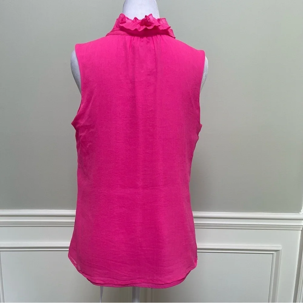 J. Crew Silk Pink Sleeveless Ruffled Blouse Sz 8